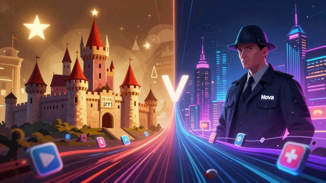 Koncept různých vánočních pohádek: klasická hradní versus moderní městská
