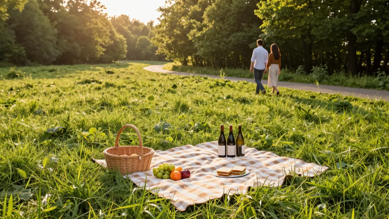 Piknik na louce s výhledem do přírody