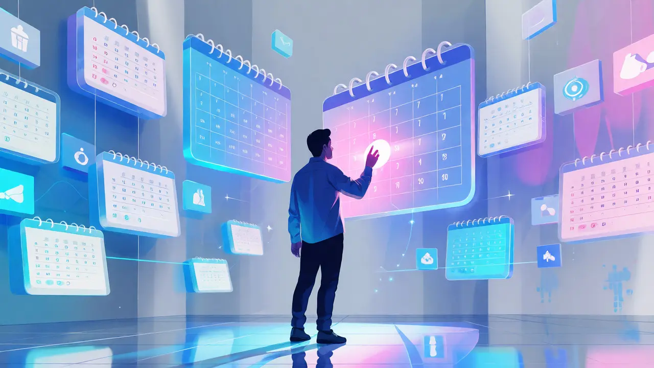 Člověk prochází digitálními kalendáři mezinárodních dnů