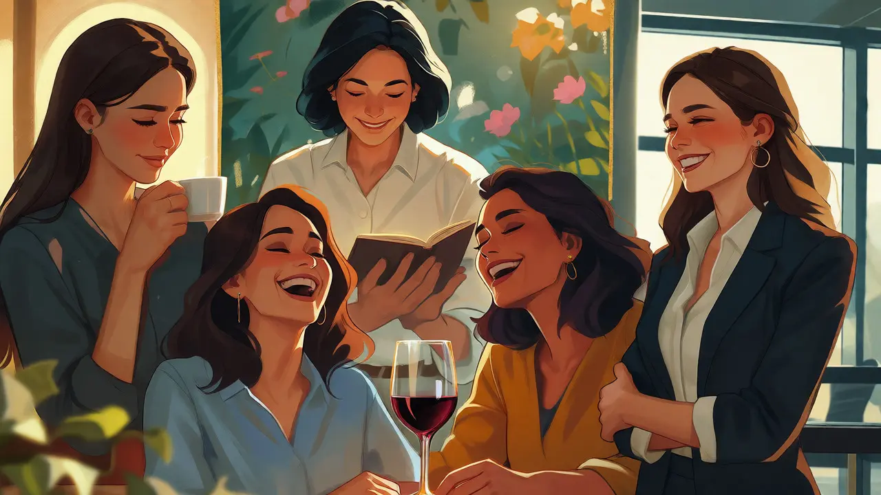Ilustrace čtyř žen v různých rolích: partnerka, matka, kamarádka, kolegyně